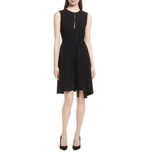 Theory Desza Belted Admiral Crepe Fit & Flare Dres